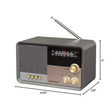 Crosley CR3036D-CL Tribute Vintage AM/FM Bluetooth Radio, Charcoal