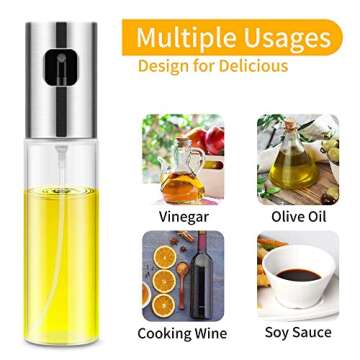 Olive Oil Sprayer Mister Bottle, Versatile Glass 100ml Oil Spray for cooking, Salad, BBQ, Kitchen Baking, Roasting