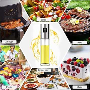 Olive Oil Sprayer Mister Bottle, Versatile Glass 100ml Oil Spray for cooking, Salad, BBQ, Kitchen Baking, Roasting