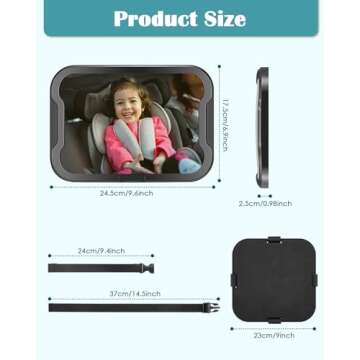 Zacro Baby Car Mirror, Shatter-Proof Acrylic Baby Mirror, Rearview Baby Mirror-Easily to Observe The Baby's Every Move, Rear Facing Car Seat Mirror Safety and 360 Degree Adjustability