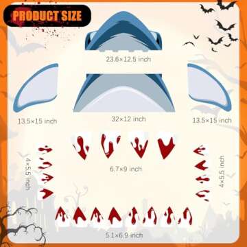 FALIZIFU Halloween Shark Trunk or Treat Car Decorations Kit Scary Halloween Blue Shark for Car SUV Truck Garage Door Entryway Archway Shark Party Decoration Halloween Garage Door Decor