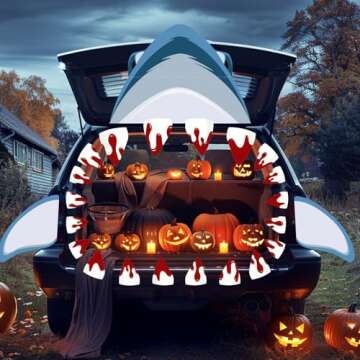 FALIZIFU Halloween Shark Trunk or Treat Car Decorations Kit Scary Halloween Blue Shark for Car SUV Truck Garage Door Entryway Archway Shark Party Decoration Halloween Garage Door Decor