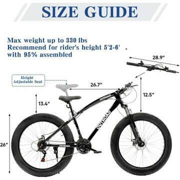 26 inch Fat/Normal Tire Mountain Bike, 21 Speed with Dual Front Suspension, Double Disc Brake and High Carbon Steel Frame Anti-Slip Bicycle, Mens and Womens