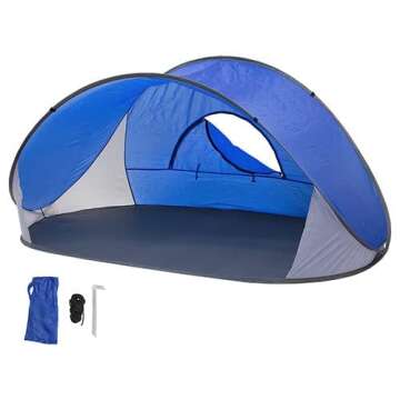 Pop-Up Beach Tent Sun Shade Portable Outdoor Family Shade Tent with Carrying Bag (Shelter Measures: 86" L x 47" W x 39" H)