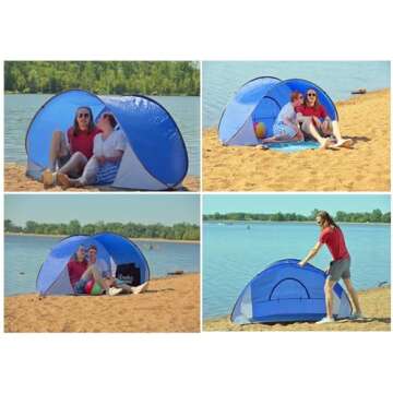 Pop-Up Beach Tent Sun Shade Portable Outdoor Family Shade Tent with Carrying Bag (Shelter Measures: 86" L x 47" W x 39" H)