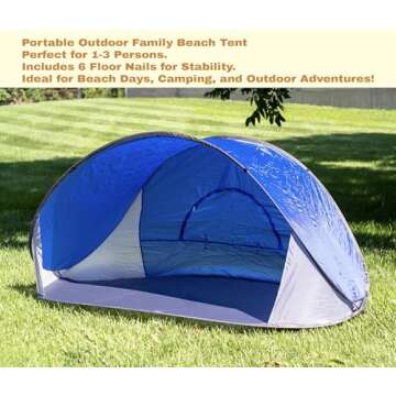 Pop-Up Beach Tent Sun Shade Portable Outdoor Family Shade Tent with Carrying Bag (Shelter Measures: 86" L x 47" W x 39" H)