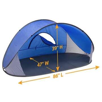 Pop-Up Beach Tent Sun Shade Portable Outdoor Family Shade Tent with Carrying Bag (Shelter Measures: 86" L x 47" W x 39" H)