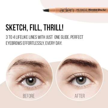 aden Microblading Eyebrow Pen – Brow Tint – Smudge Proof, Waterproof, Defined Micro Hair-Like Brows for Long-Lasting Wear - Made In Italy (02 Soft brown)