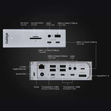 CalDigit TS4 Thunderbolt 4 Dock - 18 Ports, 98W Charging, 40Gb/s Thunderbolt 4, USB-A/C, 2.5GbE, 8K/6K Displays, Mac/PC/Chrome Compatible