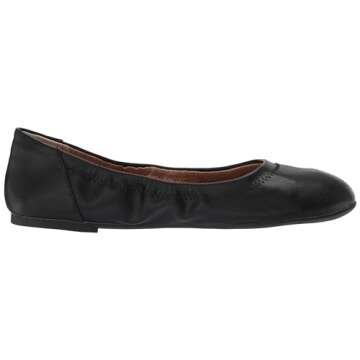 Amazon Essentials Women's Belice Ballet Flat, Black Faux Leather, 9