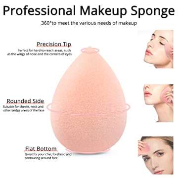 BEAKEY Makeup Sponge Set, Foundation Blending Sponge, Beauty Sponges Flawless for Liquid, Cream, and Powder, Microfiber Latex-Free and Vegan Boun Boun Sponges, 5 Pcs Pink Makeup Sponges