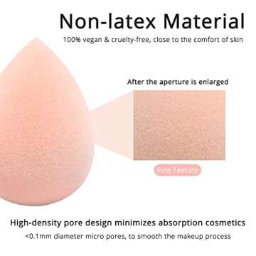 BEAKEY Makeup Sponge Set, Foundation Blending Sponge, Beauty Sponges Flawless for Liquid, Cream, and Powder, Microfiber Latex-Free and Vegan Boun Boun Sponges, 5 Pcs Pink Makeup Sponges