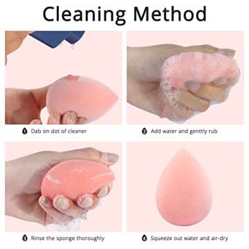 BEAKEY Makeup Sponge Set, Foundation Blending Sponge, Beauty Sponges Flawless for Liquid, Cream, and Powder, Microfiber Latex-Free and Vegan Boun Boun Sponges, 5 Pcs Pink Makeup Sponges