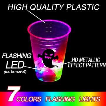 Ahuimeius 24 Pack Halloween Glow-in-The-Dark Cup Set with Horror Stickers for Party Decorations Event Fun, Glow Halloween Party Cups, House Parties Birthdays Concerts BBQ Beach Holidays