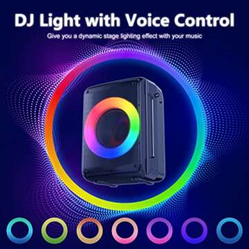 HWWR Karaoke Machine for Adults and Kids, Bluetooth Speaker with 2 Microphones, Portable Party Karaoke Speaker with DJ Lights Support REC, PA System Best Gift for Brithday etc