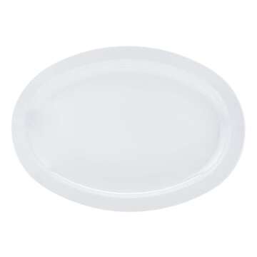 Amazon Basics Melamine Oval Platter Narrow Rim, 6 Piece Set, 13 in x 9.75 in, White (Previously AmazonCommercial brand)