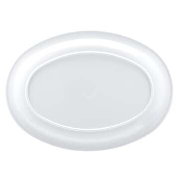 Amazon Basics Melamine Oval Platter Narrow Rim, 6 Piece Set, 13 in x 9.75 in, White (Previously AmazonCommercial brand)