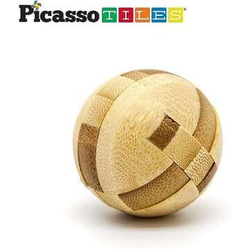 PicassoTiles 8 Style Interlocking Sensory Wooden Burr Cube Toy