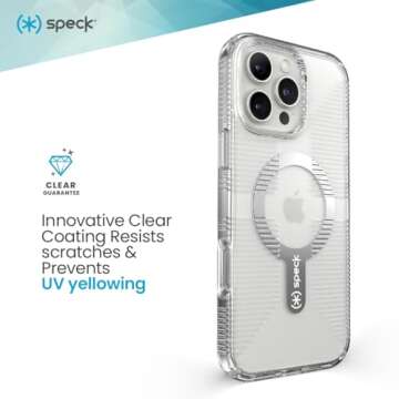 Speck Clear iPhone 16 Pro Max Case - Slim Phone Case iPhone 16 Pro Max - iPhone 16 Pro Max Phone Case - MagSafe - GemShell - Crystal Clear