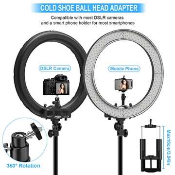 Ring Light with Stand and Phone Holder, IVISII 18 inch Ring Light，55W 5500K LED Ring Light for Live Stream/Makeup/YouTube Video, Dimmable LED Beauty Selfie Ring Light for TikTok Photography