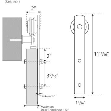 SMARTSTANDARD 6.6FT Barn Door Hardware kit, Barn Door Track, Sliding Door Hardware kit, Smoothly and Quietly -Heavy Duty Sturdy -Easy to Install, Fit 36"-40" Wide Panel (I Shape Hanger)