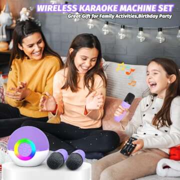 Mgaolo Mini Karaoke Machine for Kids Adults,Portable Bluetooth Speaker with 2 Wireless Microphones,Gift Toys with MP3 Player for Boys Girls 3-12 Year Old Birthday Family Home Party Present (Purple)