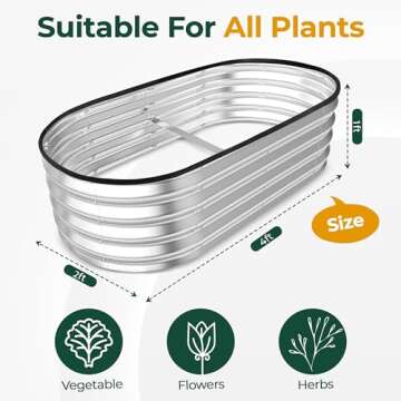 Utopia Home Galvanized Raised Garden Bed Kit - 4x2x1ft for Easy Gardening