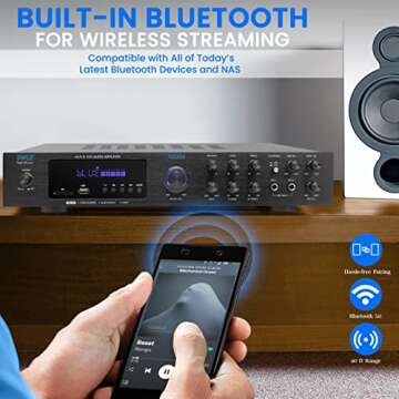 Pyle Home Audio Theater Amplifier - Bluetooth 5 Channel