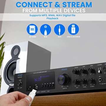 Pyle Home Audio Theater Amplifier - Bluetooth 5 Channel