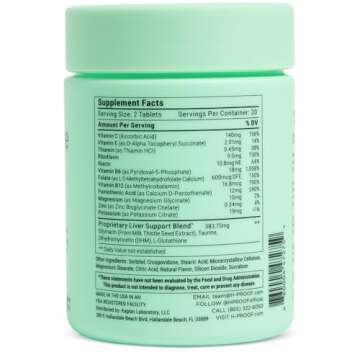 H-PROOF The Anytime You Drink Vitamin for Liver Health & Immunity Support with Electrolytes, Antioxidants, Milk Thistle, Vitamins, 40 Chewable Tablets (20 Servings), Black Cherry
