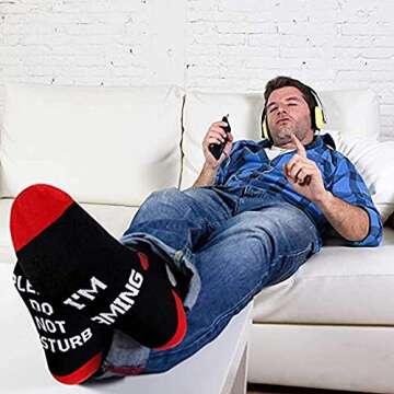 Valentines Day Gifts For Him Her Gamer,Anniversary Day Gifts For Men Couple,Do Not Disturb I'M Gaming Novelty Gamer Socks