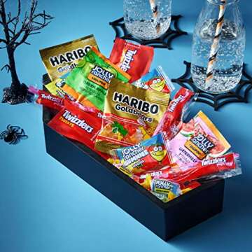 HARIBO, JOLLY RANCHER and TWIZZLERS Assorted Fruit Flavored, Halloween Candy Bag, 25.23 oz (85 Pieces)