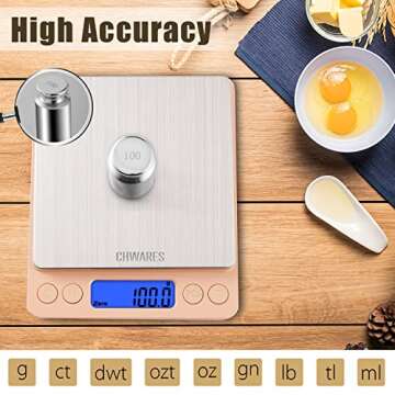 CHWARES Food Scale, Rechargeable Kitchen Scale with Trays 3000g/0.1g, Pocket Scale with Tare Function Digital Scale Grams and Ounces for Weight Loss, Dieting, Baking, Cooking, Meal Prep, Coffee, Pink