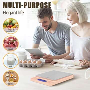 CHWARES Food Scale, Rechargeable Kitchen Scale with Trays 3000g/0.1g, Pocket Scale with Tare Function Digital Scale Grams and Ounces for Weight Loss, Dieting, Baking, Cooking, Meal Prep, Coffee, Pink