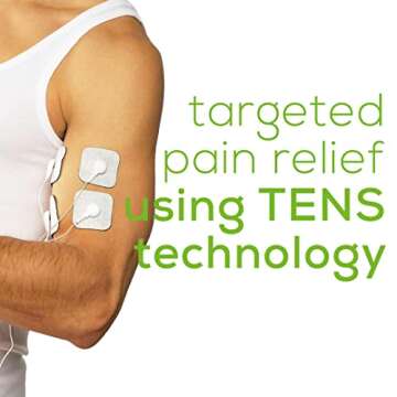 Beurer EM44 TENS Unit Muscle Stimulator with 50 Intensity Levels for Muscle Pain Relief, Includes 4 Electrode TENS Pads, Belt Clip, and Batteries with Tens Machine