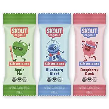 Skout Organic Real Food Bars for Kids Fruit Variety Pack (18 Pack) | Organic Snacks for Kids | Plant-Based Nutrition, No Refined Sugar | Vegan | Gluten, Dairy, Grain & Soy Free