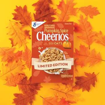 Pumpkin Spice Cheerios Cereal, Gluten Free Breakfast Cereal with Whole Grain Oats, Family Size, 18.5 OZ