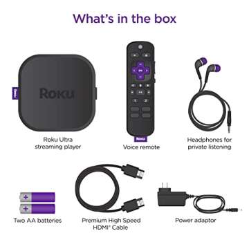 Roku Ultra 2020 | Streaming Media Player HD/4K/HDR, Bluetooth Streaming, andRoku Voice Remote with Headphone Jack and Personal Shortcuts, includes Premium HDMI Cable (Renewed)