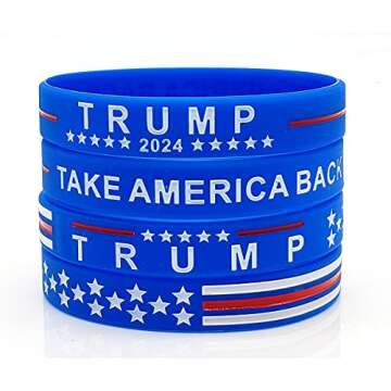 Yangmics Direct 4 Trump Take American Back for President 2024 Silicone Bracelets - Inspirational Motivational Wristbands - Adults Unisex Gifts for Men Women