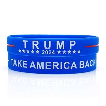 Yangmics Direct 4 Trump Take American Back for President 2024 Silicone Bracelets - Inspirational Motivational Wristbands - Adults Unisex Gifts for Men Women