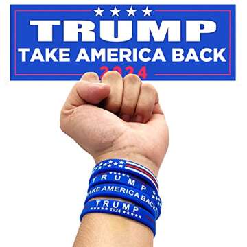 Yangmics Direct 4 Trump Take American Back for President 2024 Silicone Bracelets - Inspirational Motivational Wristbands - Adults Unisex Gifts for Men Women