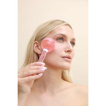 Skin Gym Ice Globe Beauty Balls, Pink Liquid Cryocicles, Cooling Face Roller for Smooth Skin & Enhanced Glow