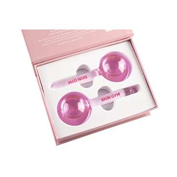 Skin Gym Ice Globe Beauty Balls, Pink Liquid Cryocicles, Cooling Face Roller for Smooth Skin & Enhanced Glow