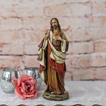 Renaissance Collection Joseph's Studio by Roman 10.25 Inch Tall Sacred Heart of Jesus Figure, Made of Stone Resin and Hand Painted