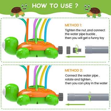 Outdoor Water Sprinkler for Kids and Toddlers Backyard Spinning Turtle Sprinkler Toy Wiggle Tubes Spray Splashing Fun for Summer Days Sprays Up to 8ft High Attaches to Garden Hose (s1)