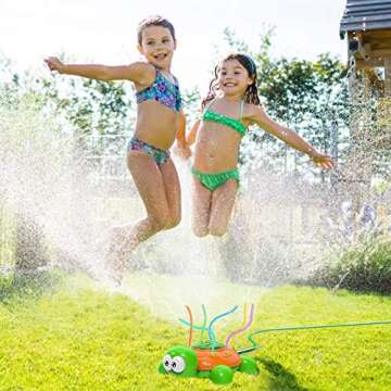 Outdoor Water Sprinkler for Kids and Toddlers Backyard Spinning Turtle Sprinkler Toy Wiggle Tubes Spray Splashing Fun for Summer Days Sprays Up to 8ft High Attaches to Garden Hose (s1)