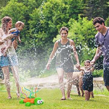 Outdoor Water Sprinkler for Kids and Toddlers Backyard Spinning Turtle Sprinkler Toy Wiggle Tubes Spray Splashing Fun for Summer Days Sprays Up to 8ft High Attaches to Garden Hose (s1)