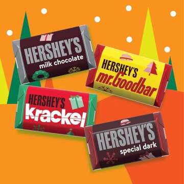 HERSHEY'S Miniatures Assorted Chocolate, Christmas Candy Bag, 9.9 oz