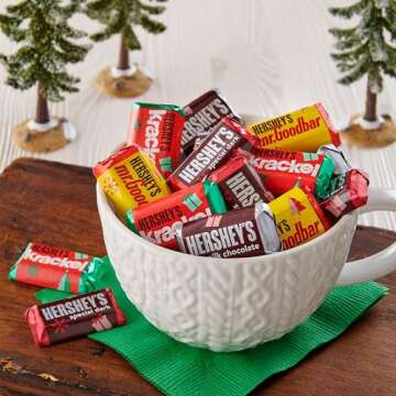 HERSHEY'S Miniatures Assorted Chocolate, Christmas Candy Bag, 9.9 oz