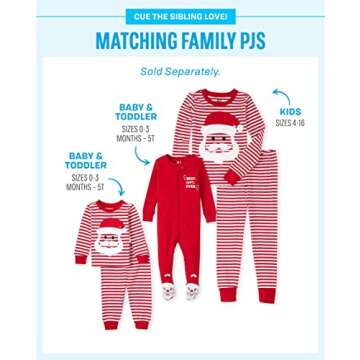 The Children's Place Baby Toddler 2 Piece and Kids, Sibling Matching, Holiday Pajama Sets, Cotton, Santa Christmas Stripe, 5T